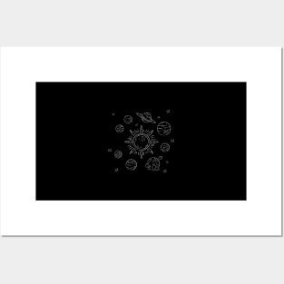 Hand Drawn Planet In Dark Space Awesome Large Planets Posters and Art